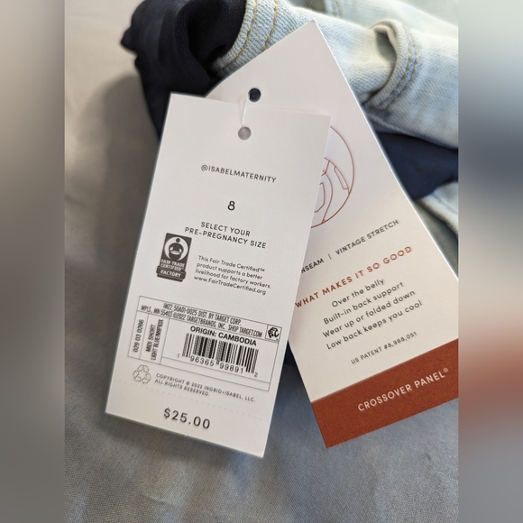 Women's Isabel Maternity Over Belly Jean Shorts Light Wash - Picture 9 of 12